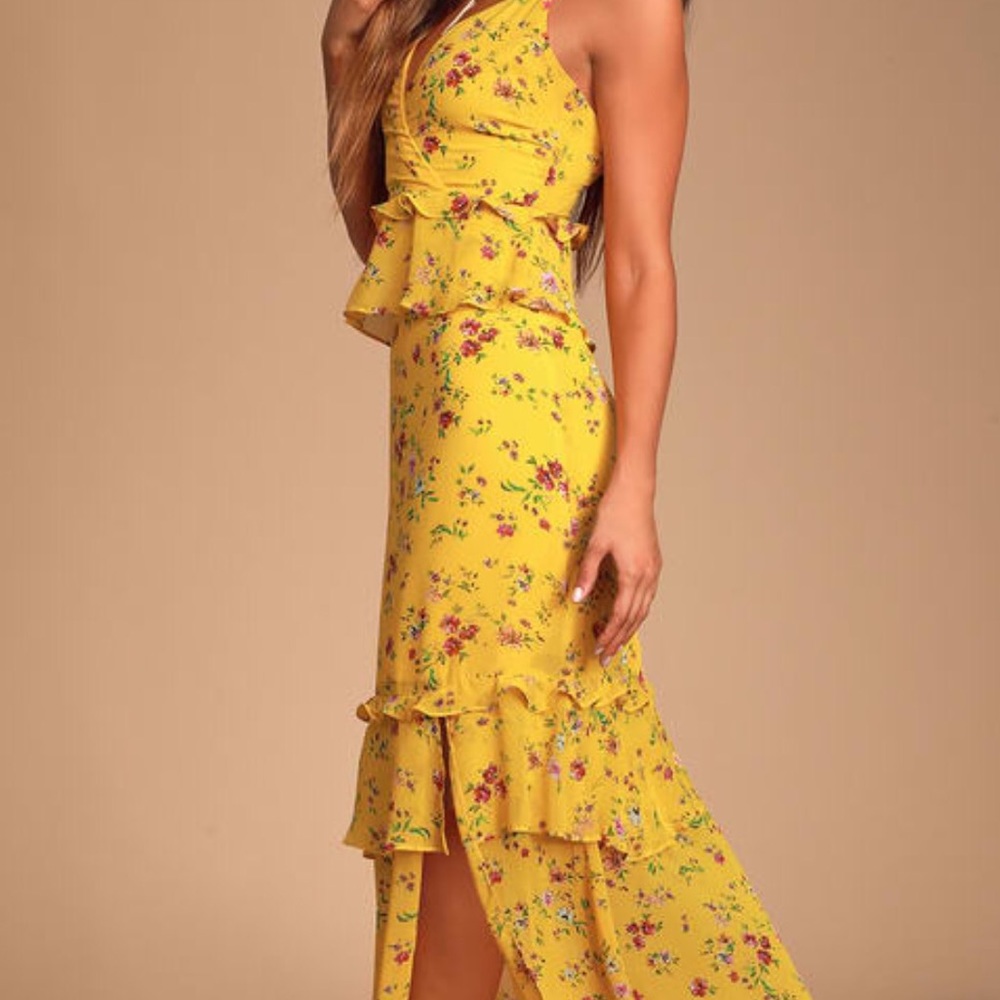 LULUS Sunshine Bouquet Yellow Floral Maxi … - Picture 6 of 12